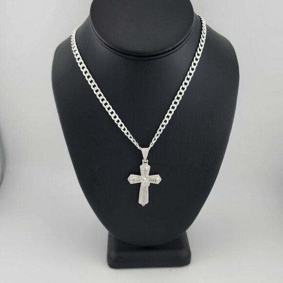 Brand New Sterling Silver 925 Cross with hands Necklace - Picture 5 of 9